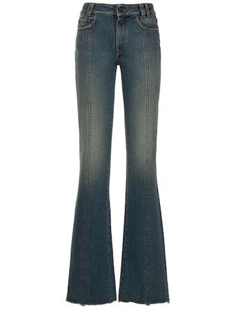 Low rise flared denim jeans w/ crystals - Alessandra Rich