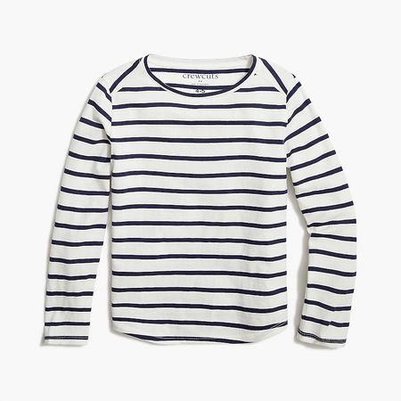 Factory: Girls' Striped Long-sleeve Tee With Shirttail Hem For Girls