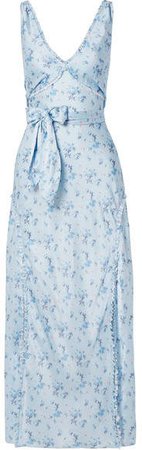 Kendall Floral-print Silk-satin Maxi Dress - Blue