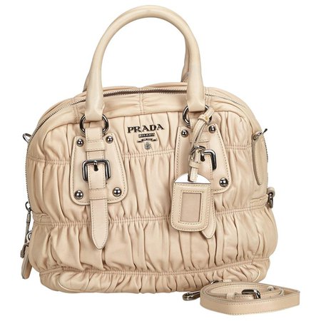 Prada Brown Gathered Leather Satchel For Sale at 1stdibs