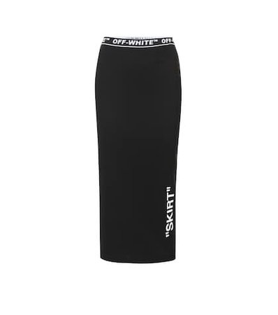 Black logo pencil skirt