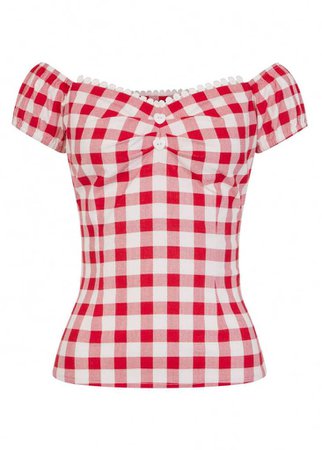 Collectif Dolores Vintage Gingham 50's Top Red – www.succubus.com