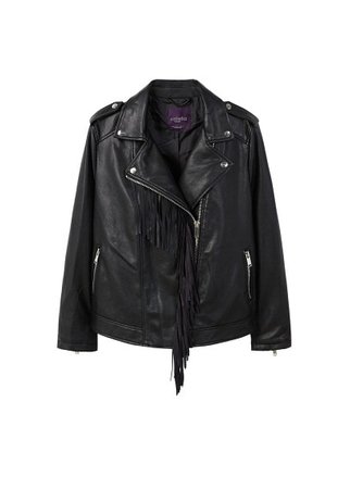 Violeta BY MANGO Fringe biker jacket