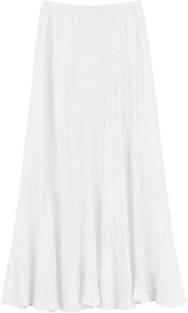 Urban CoCo Women's Vintage Elastic Waist A-Line Long Maxi Skirt (M, Black) at Amazon Women’s Clothing store