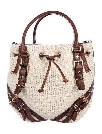 Michael Michael Kors Leather-Trim Knit Satchel - Handbags - WM535113 | The RealReal