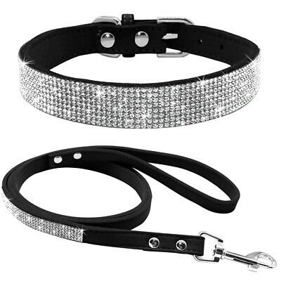 Bling Rhinestone Dog Collars and Leash set for Small Medium Dogs Puppy Chihuahua | eBay