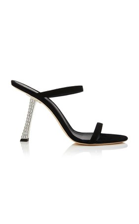 Crystal-Embellished Suede Sandals by Giuseppe Zanotti