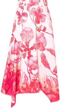 Floral-print Cotton-poplin Skirt - Pink