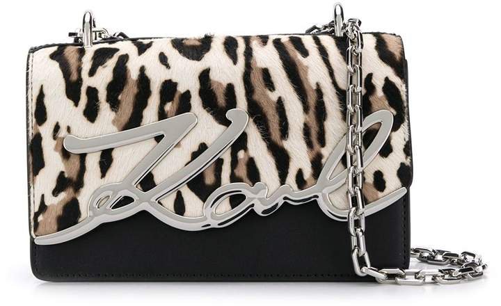 K/Signature leopard-print shoulder bag