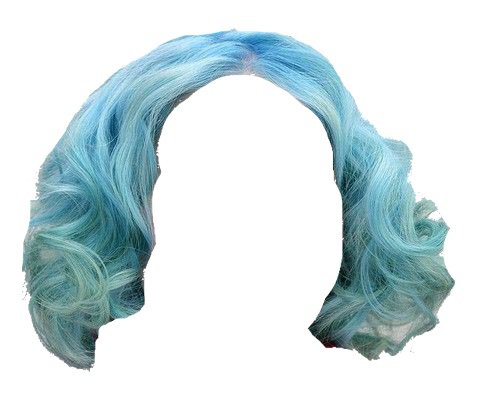 blue curly hair