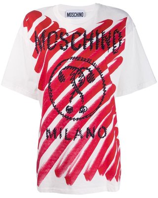 Spectacular Savings on Moschino Brushstroke Double Question Mark T-shirt - White
