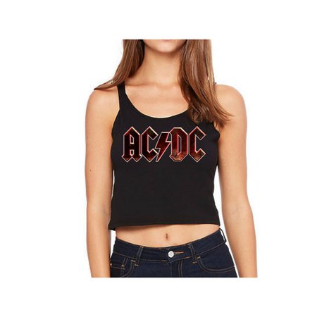 AC/DC Black Grunge Logo Sleeveless Crop Top | Shop the AC/DC Official Store