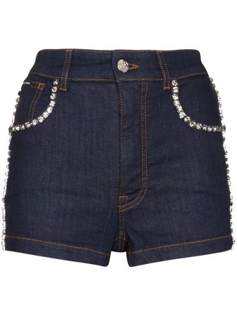 Dolce & Gabbana Short Jeans Com Acabamento De Cristais Swarovski - Farfetch