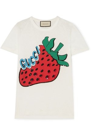 Gucci | T-shirt en jersey de coton imprimé à sequins | NET-A-PORTER.COM