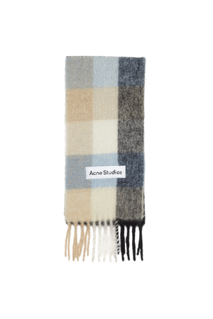 Acne Studios - MOHAIR CHECKED SCARF in Blue/beige/black