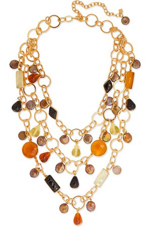 Loulou de la Falaise | Gold-plated, glass and pearl necklace | NET-A-PORTER.COM