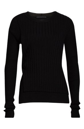 Helmut Lang Ribbed Side Tie Wool Sweater | Nordstrom