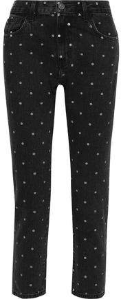 The Vintage Cropped Polka-dot High-rise Straight-leg Jeans
