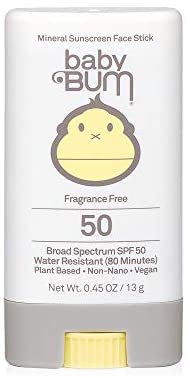 Amazon.com : Baby Bum SPF 50 Sunscreen Face Stick | Mineral Roll-On UVA/UVB Face and Body Protection for Sensitive Skin | Fragrance Free | Travel Size | .45oz : Baby