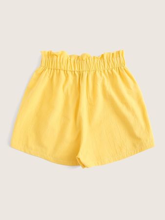 Frilled Elastic Waist Paperbag Shorts