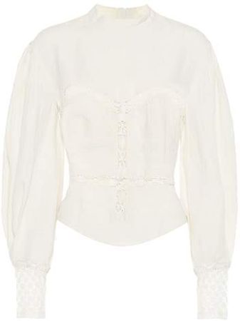 Lyneth lace-trimmed cotton blouse