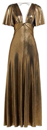 Lilah Metallic Jersey Panelled Maxi Dress - Womens - Gold