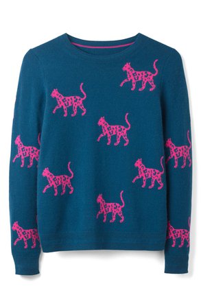 Boden Cheetah Crewneck Cashmere Sweater | Nordstrom