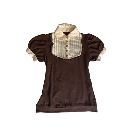 brown lolita top with white pleated underlayer