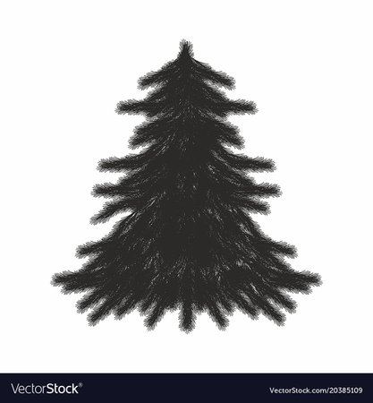 Christmas tree black and white Royalty Free Vector Image