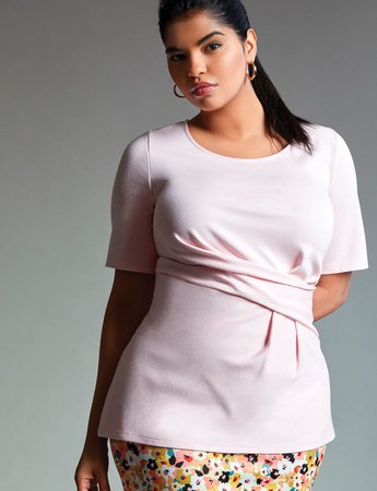 Short Sleeve Twist Front Top | Women's Plus Size Tops | ELOQUII