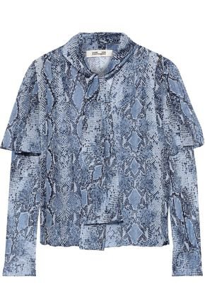 Nami tie-neck ruffled snake-print silk-chiffon blouse | DIANE VON FURSTENBERG | Sale up to 70% off | THE OUTNET