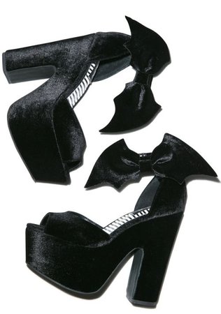 black velvet platform heels