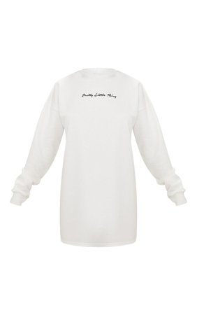 PRETTYLITTLETHING White Embroidered Jumper Dress | PrettyLittleThing USA