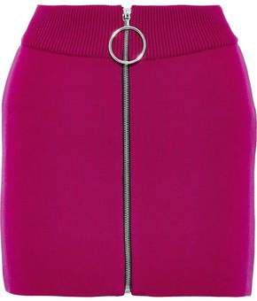 Zip-detailed Cotton Mini Skirt