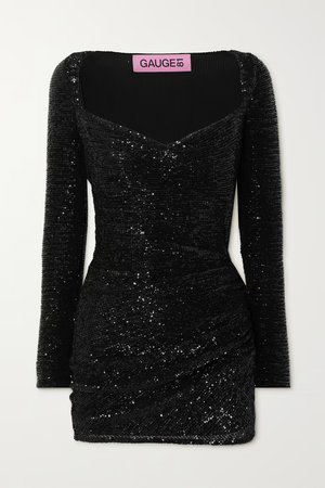 GAUGE81 sparkly black mini dress