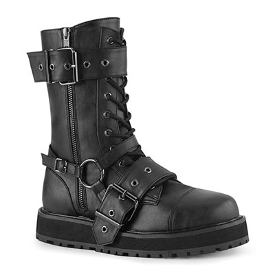Demonia VALOR-220 Black Buckled Combat Boots - Demonia Shoes - SinisterSoles.com