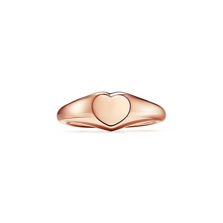 Tiffany & Co.® micro heart signet ring in 18k rose gold, 6.45 mm wide. | Tiffany & Co.