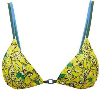 Marion Lemon Print Triangle Bikini Top - Womens - Yellow Multi