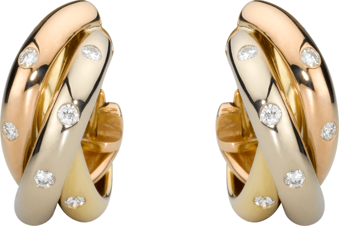 Trinity earrings White gold, yellow gold, pink gold, diamonds