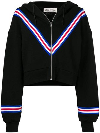 Être Cécile stripe detail cropped hoodie