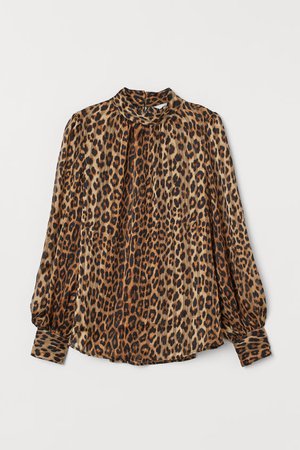 Wide-cut Blouse - Brown/leopard print - Ladies | H&M US
