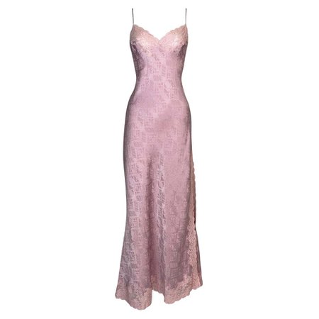 F/W 1999 Christian Dior John Galliano Pink Silk Japanese High Slit Lace Dress For Sale at 1stDibs