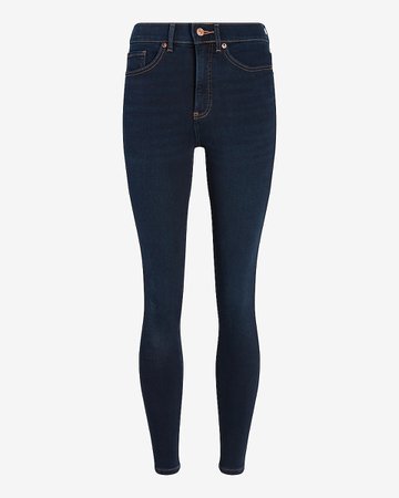 High Waisted Dark Wash Supersoft Skinny Jeans | Express