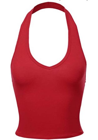 red cropped tank top