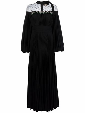 Elie Saab Jewelled Pleated Silk Dress - Farfetch