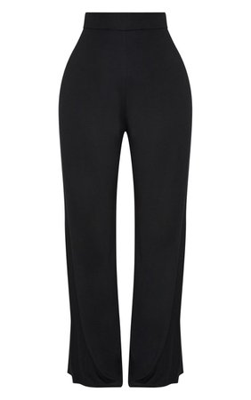 Shape Black Jersey Wide Leg Trouser | Curve | PrettyLittleThing