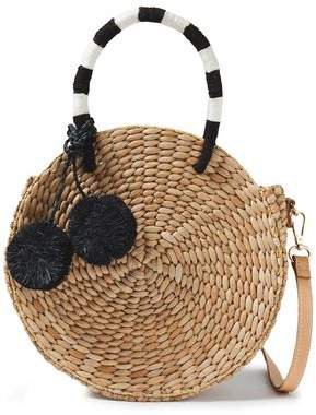 Pompom-embellished Woven Straw Tote