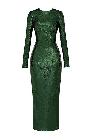 Clothing : Maxi Dresses : 'Belle' Pine Green Sequin Maxi Dress