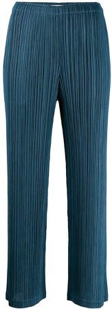 micro-pleated straight trousers