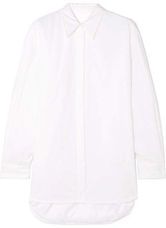 Oversized Padded Cotton-poplin Shirt - White